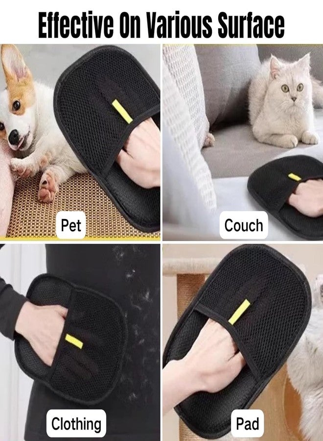 CHEENNY 2 Pcs Pet Hair Removal Gloves, Static-Enhanced Hair Removal Mitt, Upgraded Efficient Reusable Grooming Cleaning Glove Tool for Furniture, Carpets, Car Seats & Gentle Massage for Dogs Cats (Black) - Image 5
